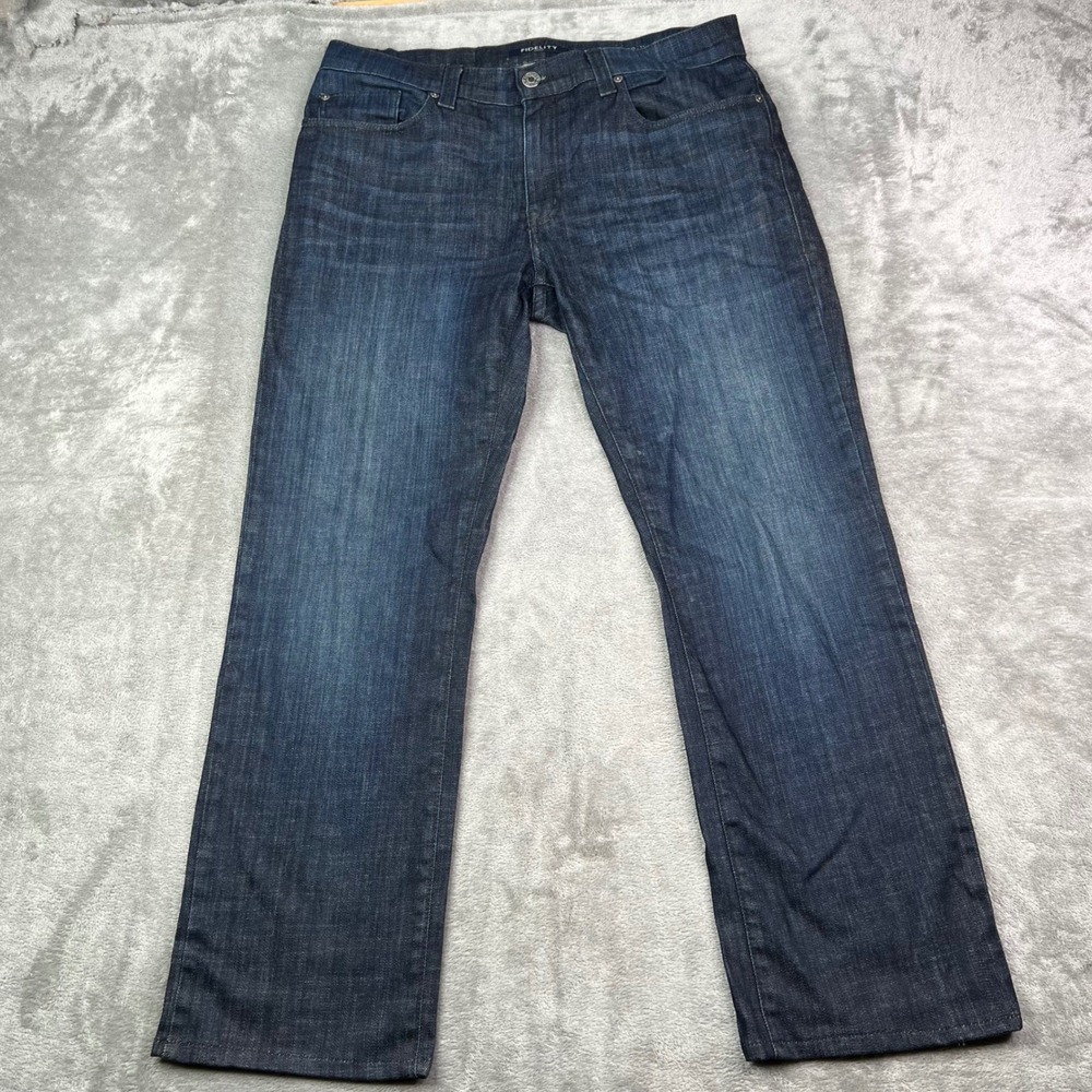 Fidelity 50-11 Jeans Mens 33x29 Harvard Blue Wash Straight Denim USA Made Hemmed